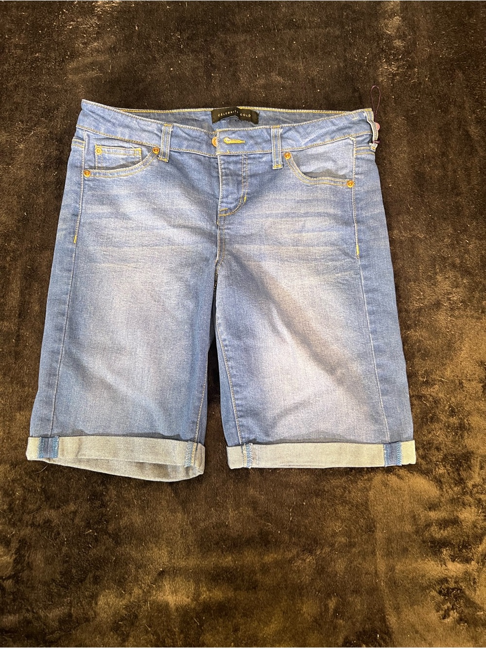 Women's Light Wash Denim Cuffed Jean Shorts